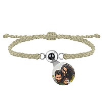 Godchoices Custom Photo Bracelet Personalized Photo Projection Bracelet Circle Photo Bracelets With Picture Inside Braided Brace