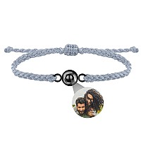 Godchoices Custom Photo Bracelet Personalized Photo Projection Bracelet Circle Photo Bracelets With Picture Inside Braided Brace