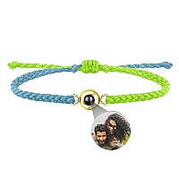 Godchoices Custom Photo Bracelet Personalized Photo Projection Bracelet Circle Photo Bracelets With Picture Inside Braided Brace