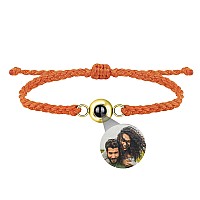 Godchoices Custom Photo Bracelet Personalized Photo Projection Bracelet Circle Photo Bracelets With Picture Inside Braided Brace