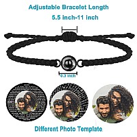 Godchoices Custom Photo Bracelet Personalized Photo Projection Bracelet Circle Photo Bracelets With Picture Inside Braided Brace