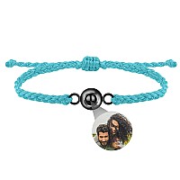 Godchoices Custom Photo Bracelet Personalized Photo Projection Bracelet Circle Photo Bracelets With Picture Inside Braided Brace