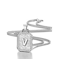 Airrty Initial Letter Pendant Necklace For Men Women Sterling Silver Plated Box Chain Necklace 20 Inches Initial Necklaces For M