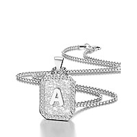 Airrty Initial Letter Pendant Necklace For Men Women Sterling Silver Plated Box Chain Necklace 20 Inches Initial Necklaces For M