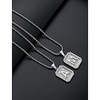 Airrty Initial Letter Pendant Necklace For Men Women Sterling Silver Plated Box Chain Necklace 20 Inches Initial Necklaces For M