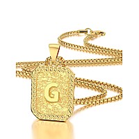 Initial Az Letter Pendant Necklace Mens Womens Capital Letter 18K Gold Plated Square Monogram 2Mm Box Chain 20Inchg