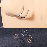 Fectas Nose Rings Hoop Double Circle Nose Ring Surgical Steel 20G Gauge 10Mm Nostril Piercing Hoops Jewelry 12Pcs