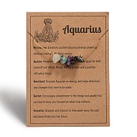 Gold Aquarius Necklace Raw Crystals Zodiac Necklace For Women Natural Stone Zodiac Sign Choker Astrology Jewelry Healing Crysta