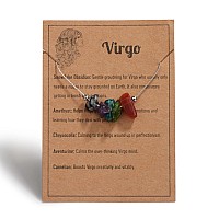 Silver Virgo Necklace Raw Crystals Zodiac Necklace For Women Natural Stone Zodiac Sign Choker Astrology Jewelry Healing Crystal