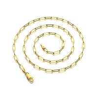 Waitsoul 925 Sterling Silver Paperclip Chain Lobster Clasp 5Mm 18K Gold Over Paperclip Link Curb Chain Necklace For Women Men Di