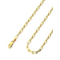 Waitsoul 925 Sterling Silver Paperclip Chain Lobster Clasp 4Mm 18K Gold Over Paperclip Link Curb Chain Necklace For Women Men Di