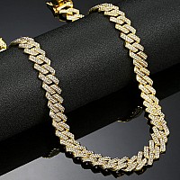 Saintda Mens Cuban Link Chain Iced Out Silvergoldrose Gold Miami Cuban Necklace Bling Diamond Chain Hip Hop Jewelry With Gift