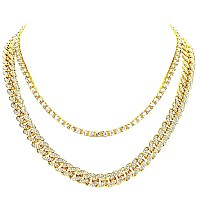 Hh Bling Empire Cuban Link Chain For Womeniced Out Diamond Tennis Necklace Goldsilver Cuban Tennis Chains For Men Tennis C