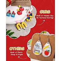 Tuitessine Teacher Polymer Clay Earrings With Appreciation Card Apple Pencil Books Crayons Jewelry For Mrs Teacher Master Tutor