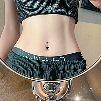 Jforyou Black Belly Button Rings Surgical Steel 14G Belly Navel Rings Black Curved Barbells Devil Heart Skull Hand Design