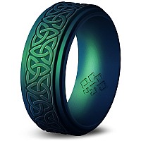 Knot Theory Trinity Silicone Ring For Men Enchanted Green Size 10 Breathable Comfort Fit 8Mm Bandwidth