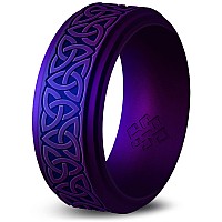 Knot Theory Trinity Silicone Ring For Men Cosmic Purple Size 14 Breathable Comfort Fit 8Mm Bandwidth