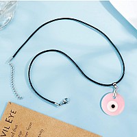 Long Tiantian Evil Eye Necklaceblue Turkish Glass Leather Rope Evil Eye Necklace For Women Men Lucky Protection Necklace Jewelr