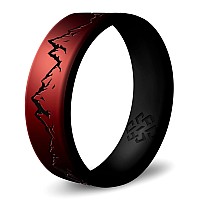 Knot Theory Dual Layer Mountain Silicone Ring For Men And Women Metallic Red Size 9 Breathable Comfort Fit 6Mm Bandwidth