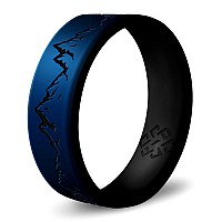 Knot Theory Dual Layer Mountain Silicone Ring For Men And Women Metallic Blue Size 8 Breathable Comfort Fit 6Mm Bandwidth