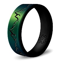 Knot Theory Dual Layer Mountain Silicone Ring For Men And Women Enchanted Green Size 11 Breathable Comfort Fit 6Mm Bandwidth