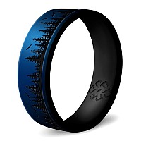 Knot Theory Dual Layer Forest Silicone Ring For Men And Women Metallic Blue Size 4 Breathable Comfort Fit 6Mm Bandwidth