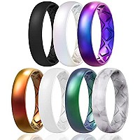 Egnaro Inner Arc Ergonomic Breathable Design Silicone Rings For Women With Half Sizes Womens Silicone Wedding Band5Mm Wide2