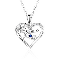 Ueuc I Love You Mom Birthstone Necklace Sterling Silver Gemstone Love Heart Pendant Necklace For Every Month Necklace Gift For