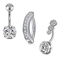 Modrsa Belly Button Ring Belly Rings For Women Belly Button Rings Surgical Steel Clicker Belly Piercing Jewelry Silver