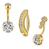 Modrsa Belly Button Ring Belly Rings For Women Belly Button Rings Surgical Steel Clicker Belly Piercing Jewelry Gold