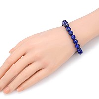 Adabele Real Natural Blue Lapis Lazuli Gemstone Beaded Bracelet 85 Inch Stretch Chakras Healing Crystal Stone Jewelry Women Men