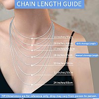 Jewlpire 925 Sterling Silver Plated Chain Necklace For Women Girls 1Mm Box Chain Silver Chain For Women Shiny Sturdy Womens