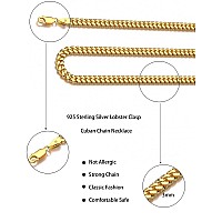 Waitsoul 925 Sterling Silver Cuban Chain Lobster Clasp 18K Gold Plated 3Mm Cuban Link Curb Chain Necklace For Women Men 1630 In