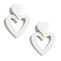 Poptopping Heart Dangle Earrings Love Drop Dangle Earrings White Hearts Dangling Earrings For Women Gifts Valentines Day White