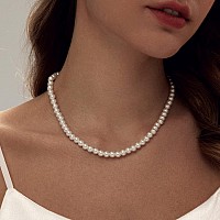 Zeffy Pearl Necklace For Women 6Mm Dainty Round Imitation Pearl Choker Necklace Wedding Pearl Necklace Delicate Jewelry For Wom