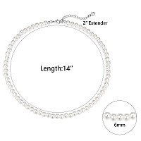 Zeffy Pearl Necklace For Women 6Mm Dainty Round Imitation Pearl Choker Necklace Wedding Pearl Necklace Delicate Jewelry For Wom