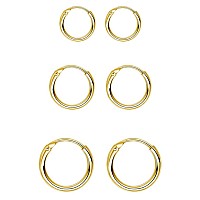 Sterling Silver Hoop Earrings For Women Men Girls Hypoallergenic Cartilage Earring Endless Small Hoop Earrings Set 3 Pairs Tra