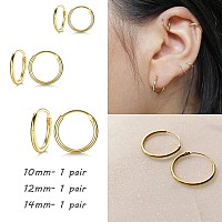 Sterling Silver Hoop Earrings For Women Men Girls Hypoallergenic Cartilage Earring Endless Small Hoop Earrings Set 3 Pairs Tra