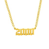 Hutinice Cuban Chain Birth Year Necklace 2000 Necklace Gold Curb Chain For Women Y2K 18K Gold Plated 3Mm Plat Choker Necklace