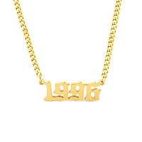 Hutinice Curb Chain Birth Year Necklace 1996 Necklace Gold Cuban Chain For Women Y2K 18K Gold Plated 3Mm Plat Choker Necklace