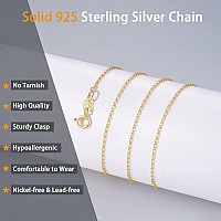 Jewlpire Solid 18K Over Gold Chain Necklace For Women Girls 925 Sterling Silver Chain 12Mm Cable Chain Necklace Super Sturdy