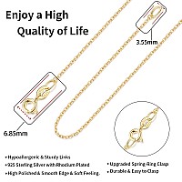 Jewlpire Solid 18K Over Gold Chain Necklace For Women Girls 925 Sterling Silver Chain 12Mm Cable Chain Necklace Super Sturdy