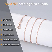 Jewlpire 925 Sterling Silver Chain Necklace For Women Girls Men Rose Gold Plated 12Mm Shiny Sturdy Womens Thin Chain Neckla