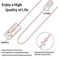 Jewlpire 925 Sterling Silver Chain Necklace For Women Girls Men Rose Gold Plated 12Mm Shiny Sturdy Womens Thin Chain Neckla