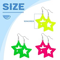 3 Pairs 80S Neon Earrings For Women Retro Pendant Acrylic Drop Dangle For 80S Outfit Party Accessories Star Style