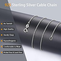 Jewlpire Solid 925 Sterling Silver Chain Necklace For Women Girls 13Mm Cable Chain Necklace Womens Thin Silver Necklace Chain