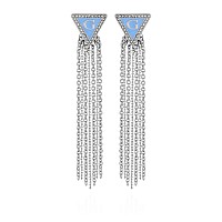 Guess Silvertone Chain Fine Linear Earrings