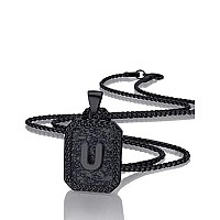 Airrty Initial Letter Pendant Necklace For Men Women Black Letter Necklace Box Chain Necklace 20 Inches Initial Necklaces For Me