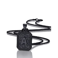 Airrty Initial Letter Pendant Necklace For Men Women Black Letter Necklace Box Chain Necklace 20 Inches Initial Necklaces For Me