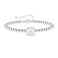 Bead Initial Bracelets For Women With Initial 14K White Gold Filled Bead Chain Personalized Letter H Initial Bracelets For Wome